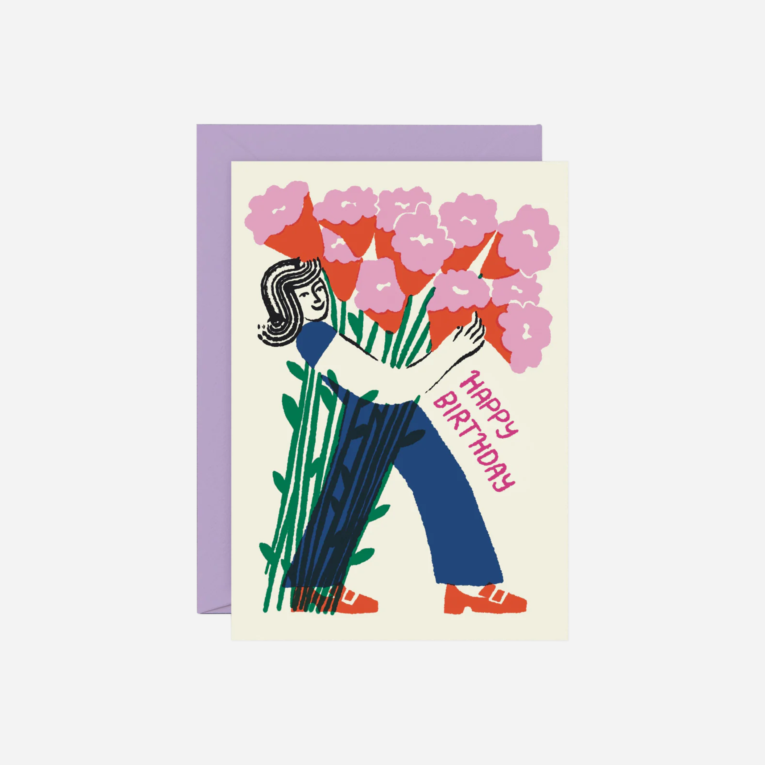 Atvirukas. Happy Birthday Flower Bouquet