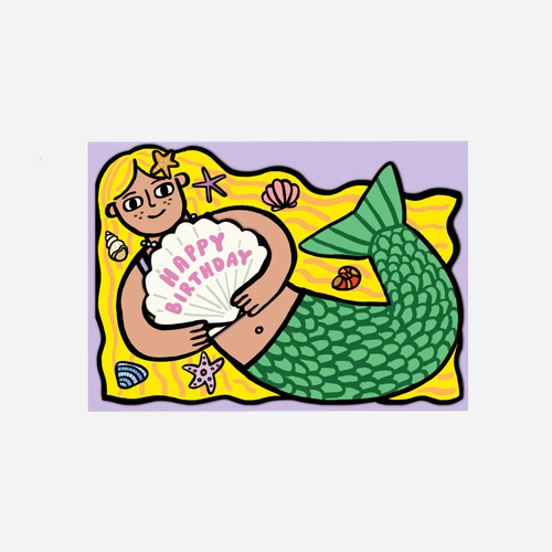 Atvirukas. Mermaid With Mini Card