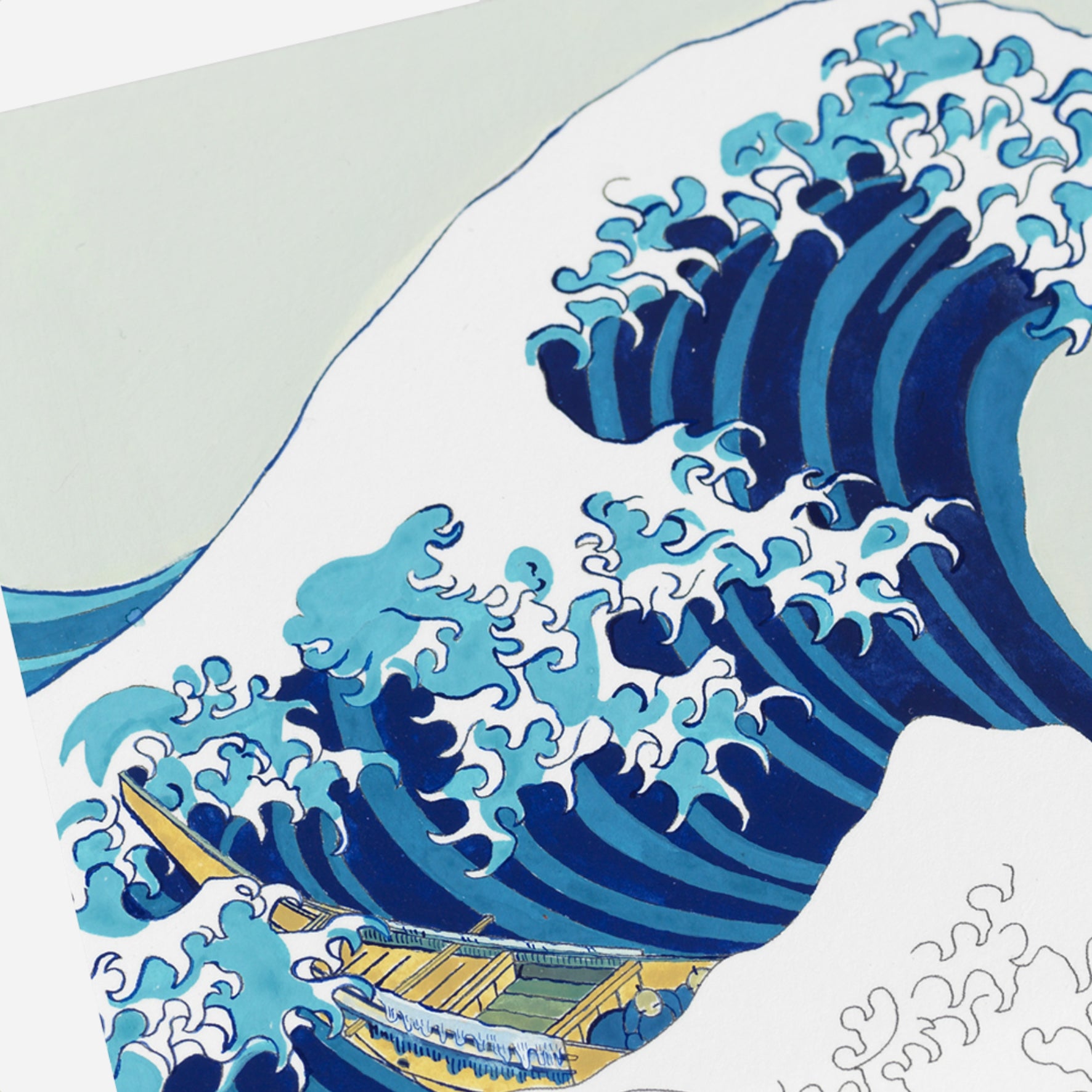 Spalvinimo akvarele knyga.  Hokusai Artists' Colouring Book