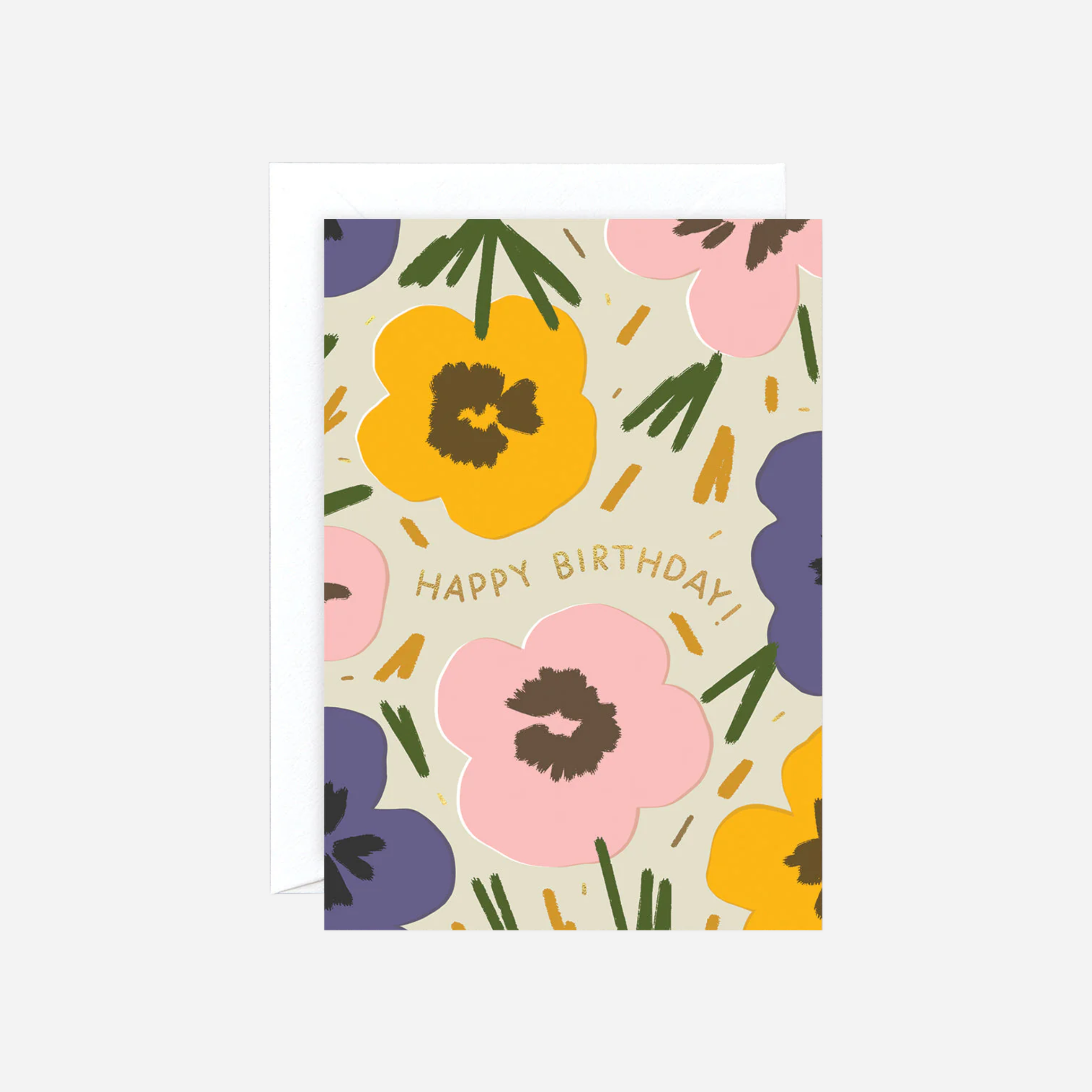 Atvirukas. Happy Birthday Flowers