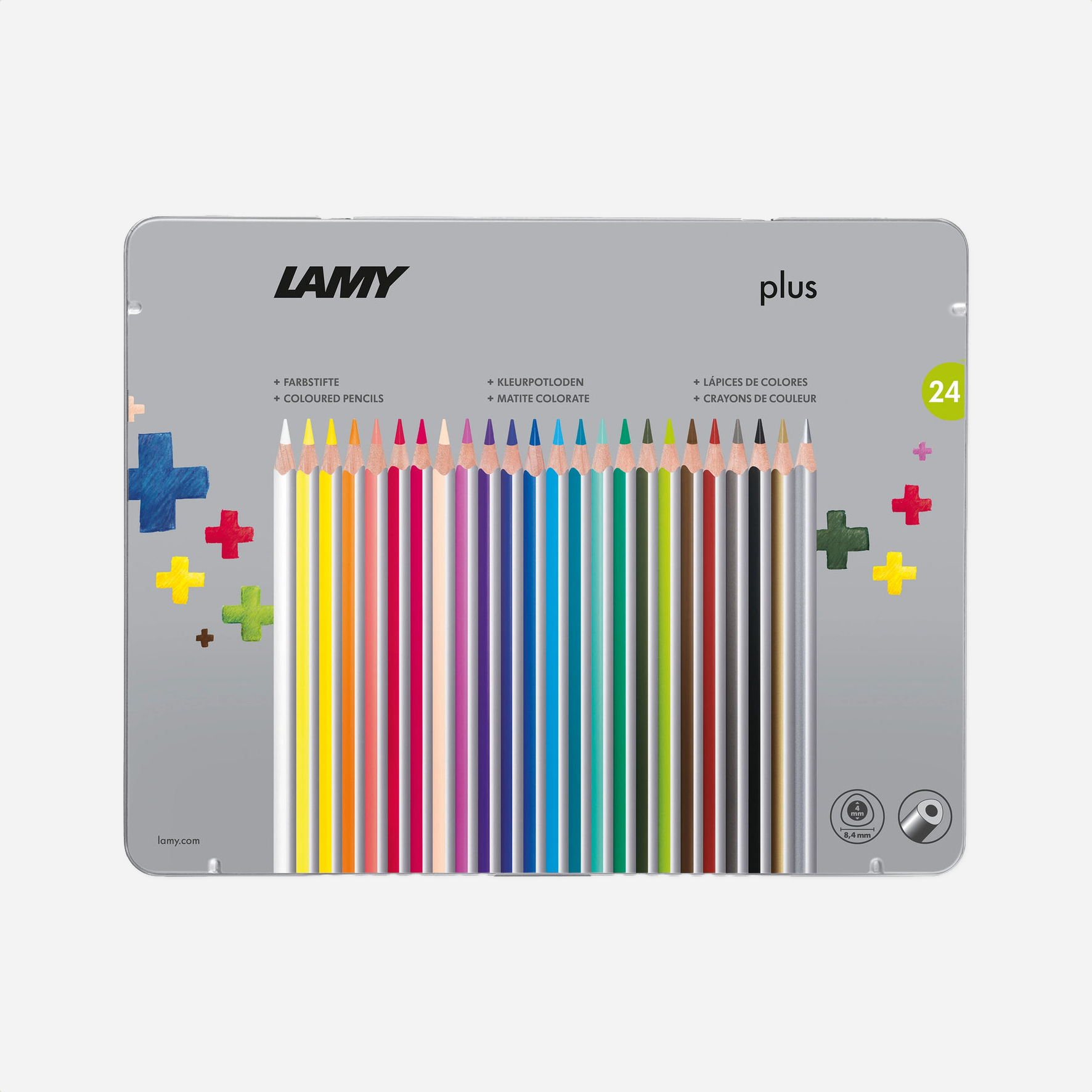 Spalvoti pieštukai. Plus Color Pencils Metal Box [24pc]