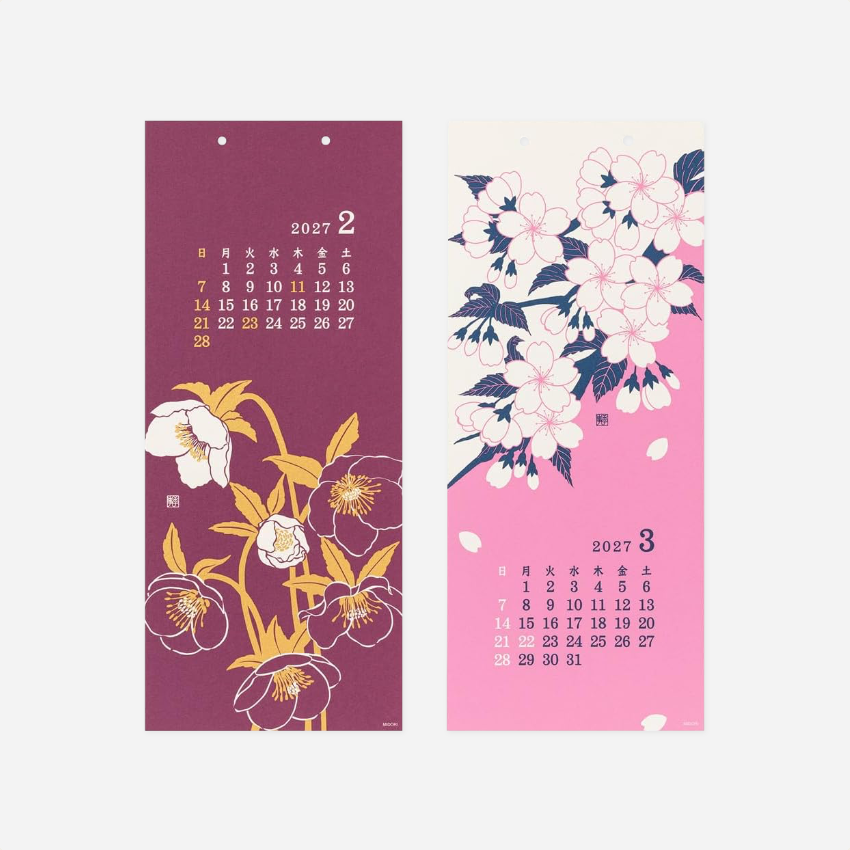 Kalendorius. Wall-Hanging Echizen Washi [L] 2027 [Flower]