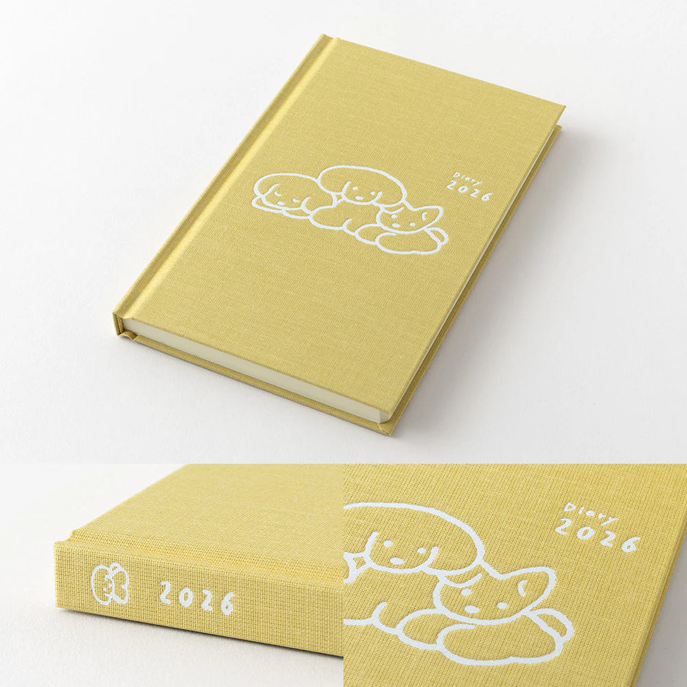 Kalendorinė planuotė. Book Style Diary 2026 Yellow [Dog]