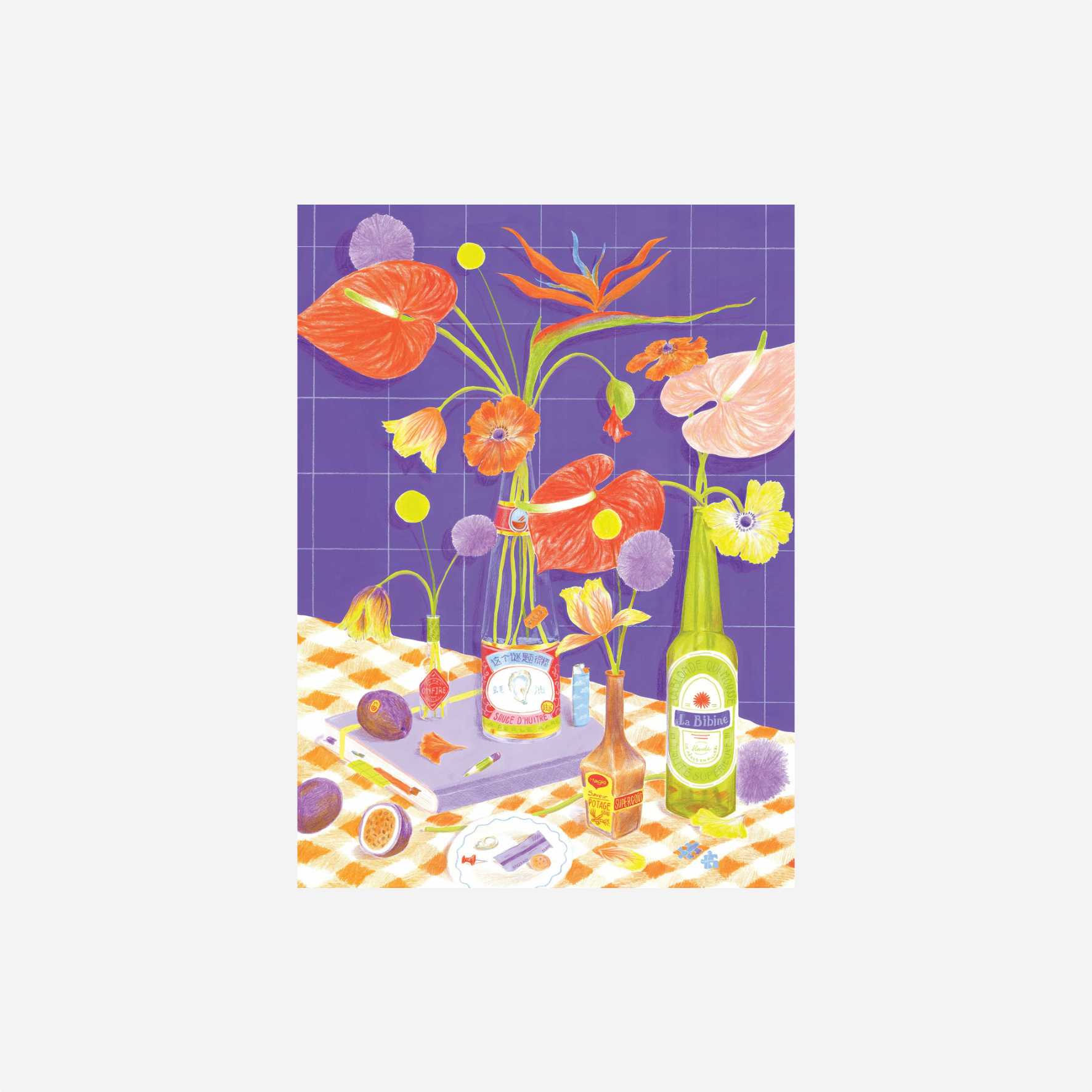 Dėlionė. Des fleurs sur la table