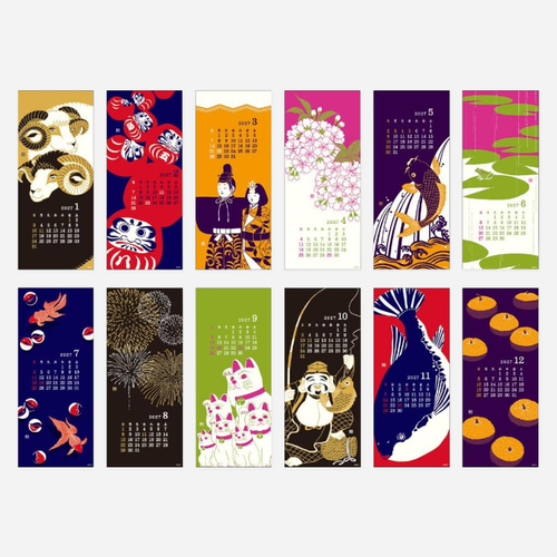 Kalendorius. Wall-Hanging Echizen Washi [L] 2027 [Seasonal Tradition]