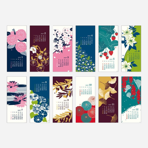 Kalendorius. Wall-Hanging Echizen Washi [L] 2027 [Flower]