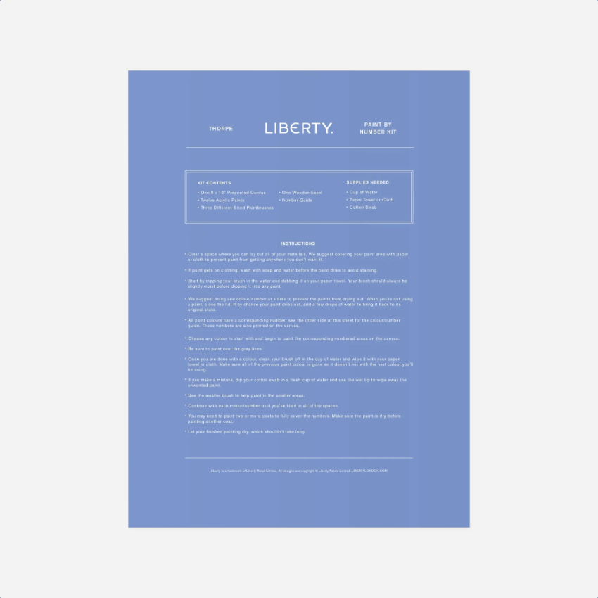 Piešimo rinkinys. Liberty Paint by Number [Thorpe]