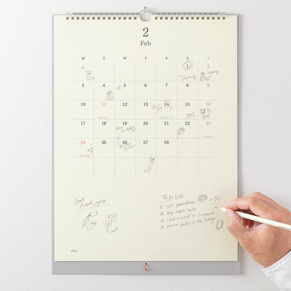 Sieninis kalendorius. MD Calendar Wall-Hanging with Pencil [2026]