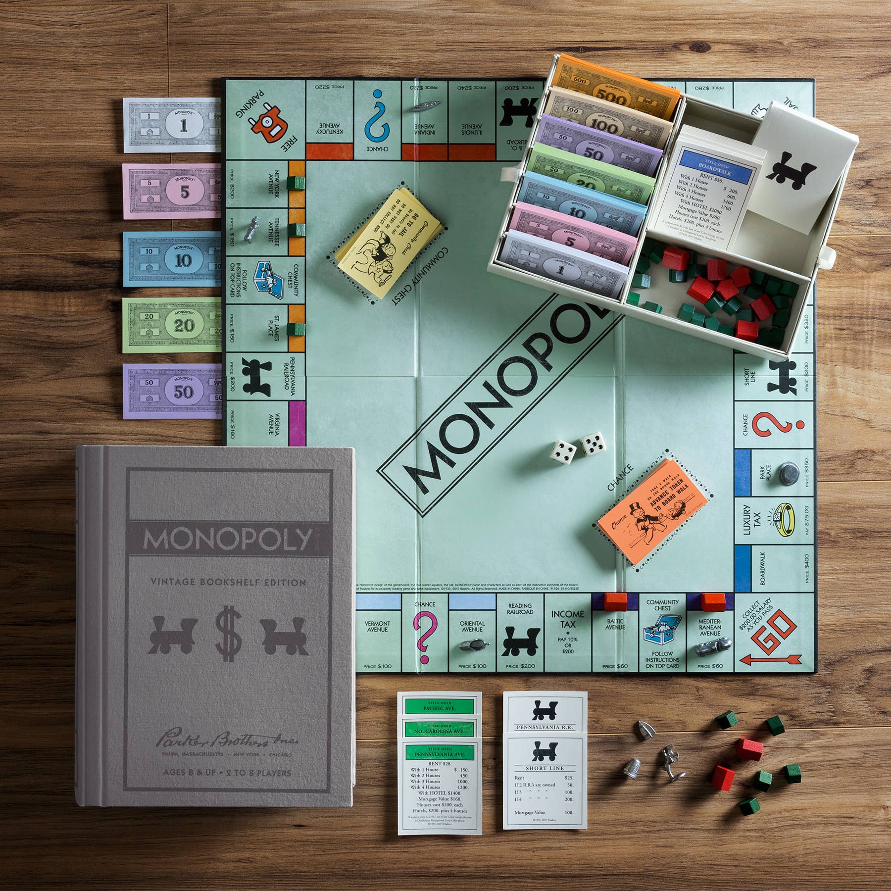 Stalo žaidimas. Monopoly Vintage Bookshelf Edition