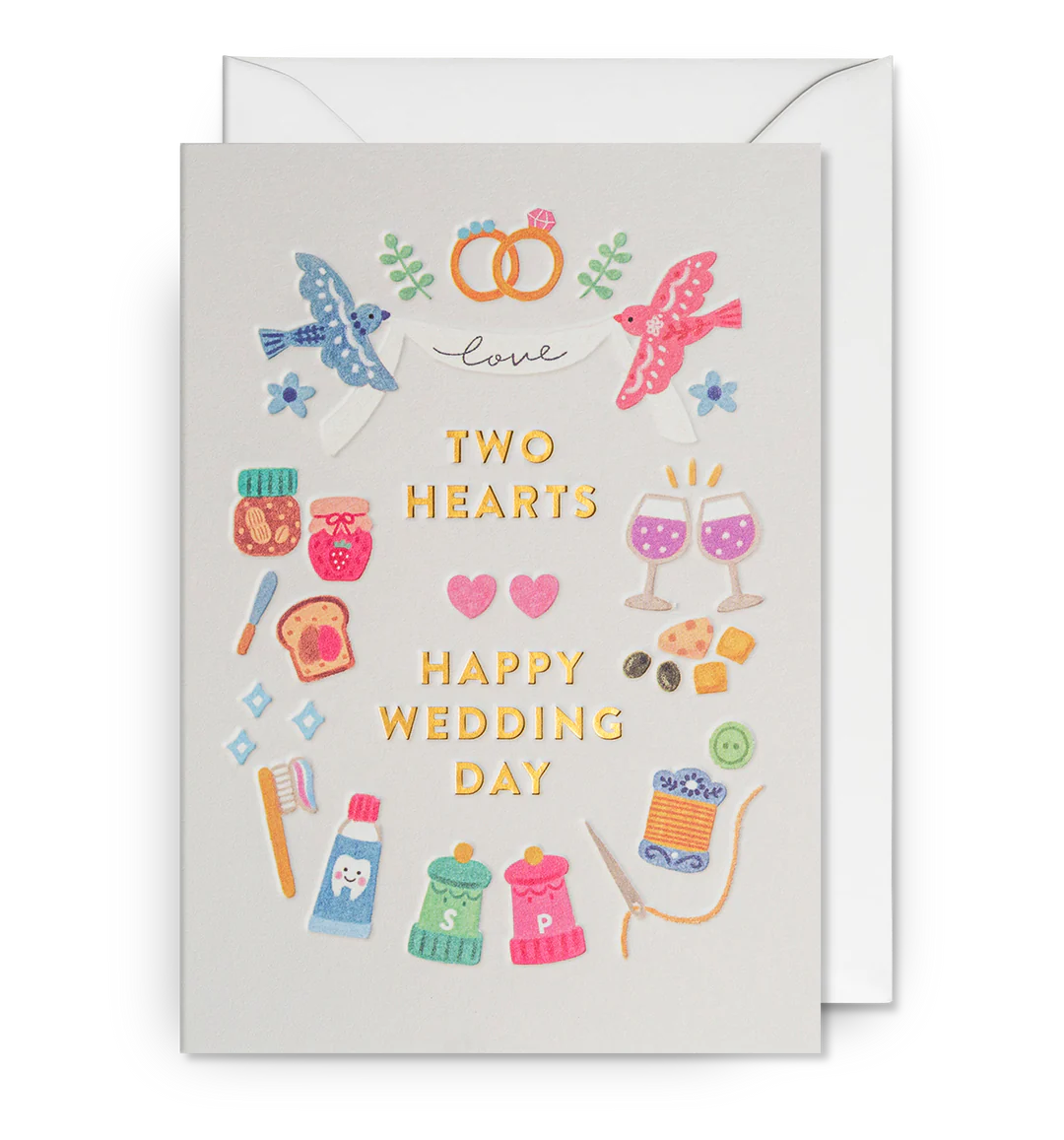 Atvirukas. Two Hearts, Happy Wedding Day