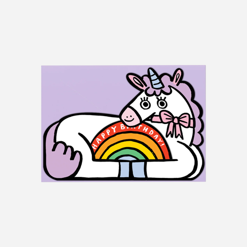 Atvirukas. Unicorn With Mini Card