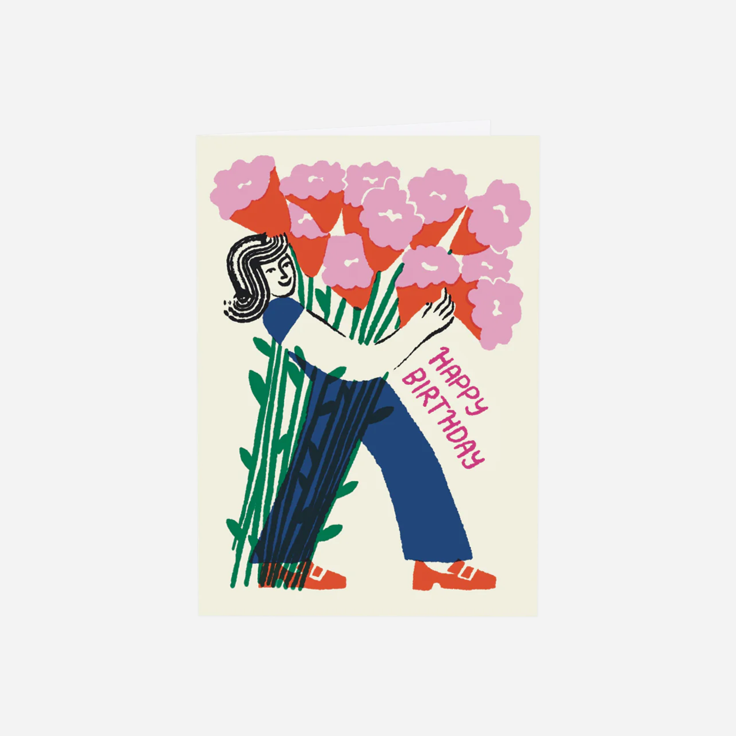 Atvirukas. Happy Birthday Flower Bouquet