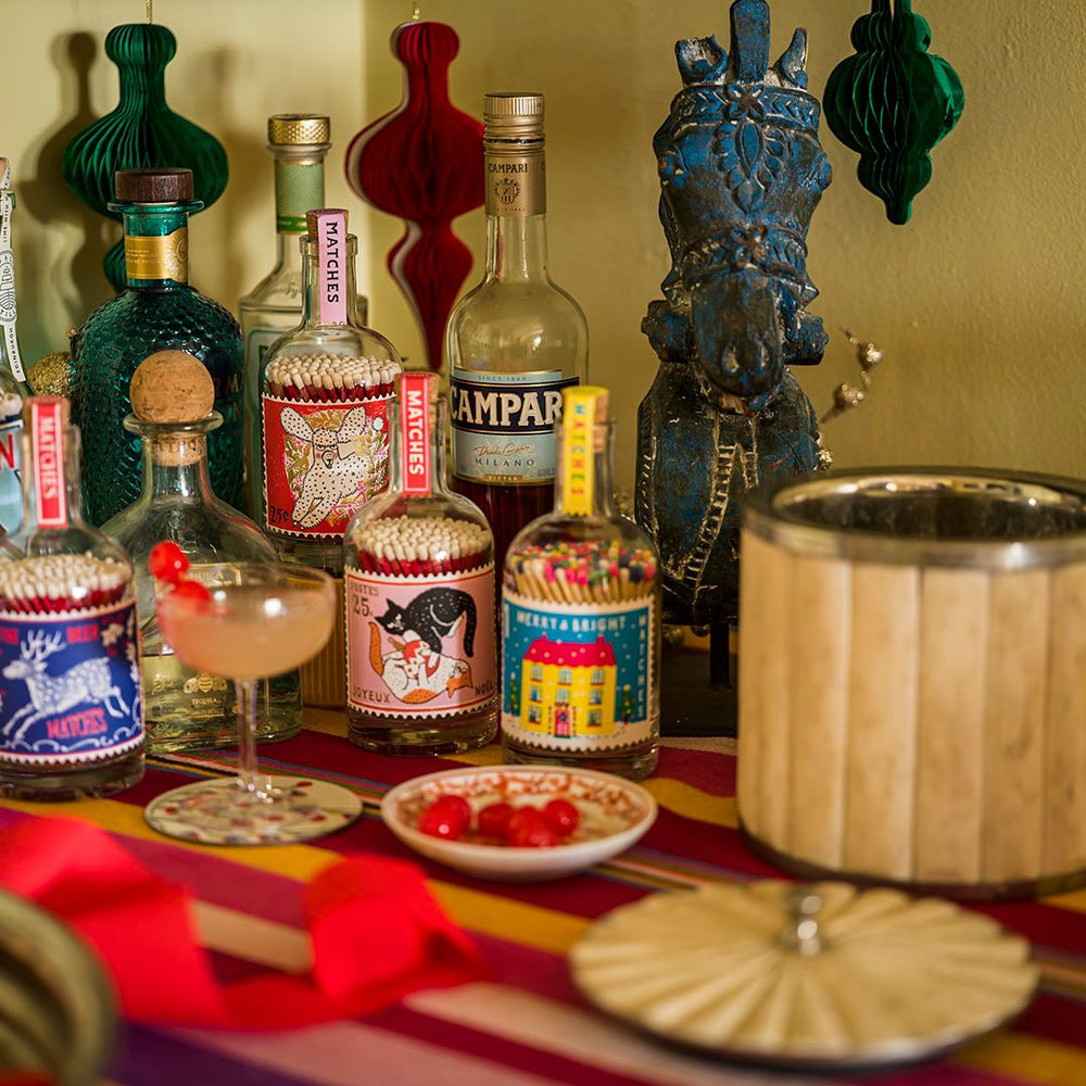 Degtukai. Merry & Bright Stamp Match Bottle