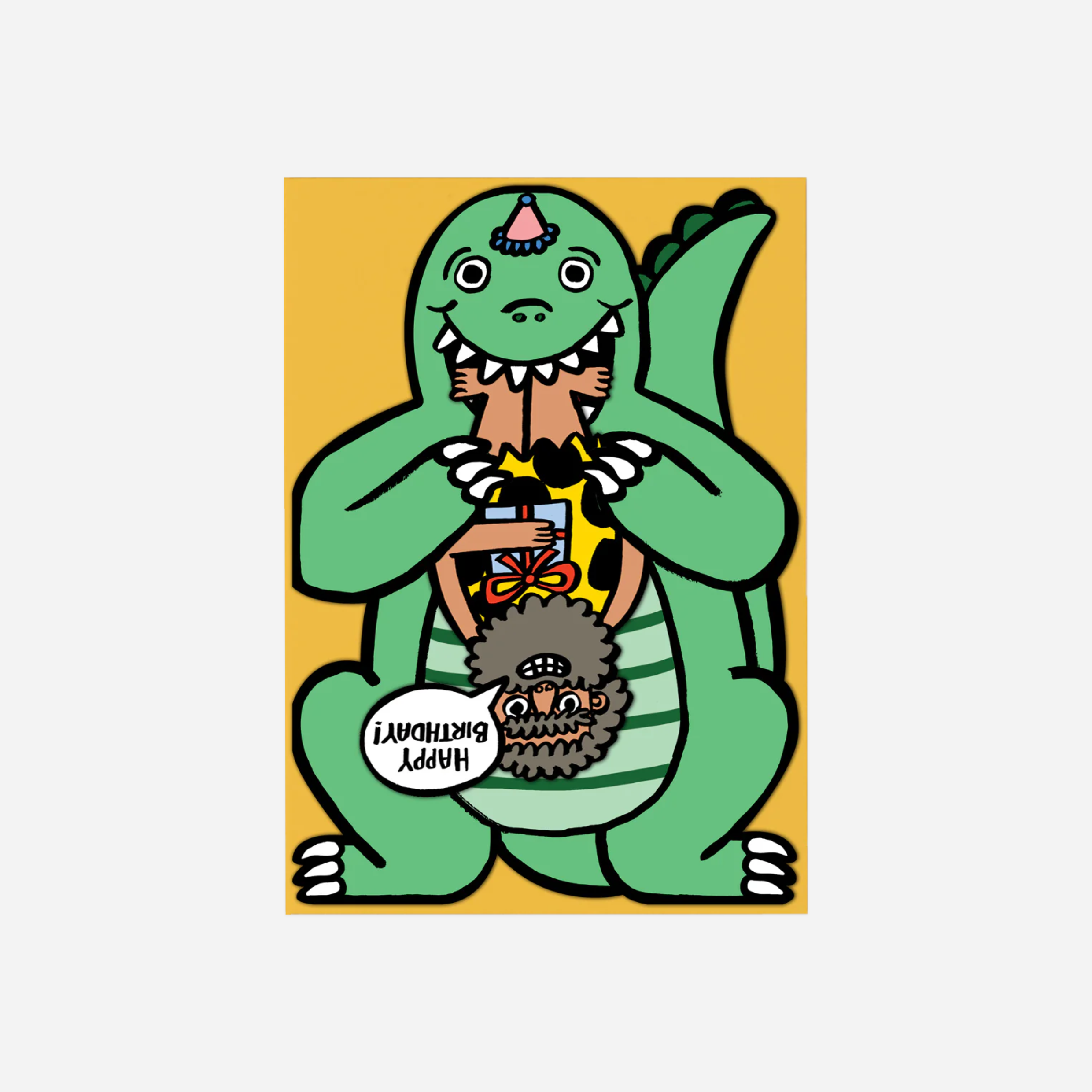 Atvirukas. Dinosaur With Mini Card