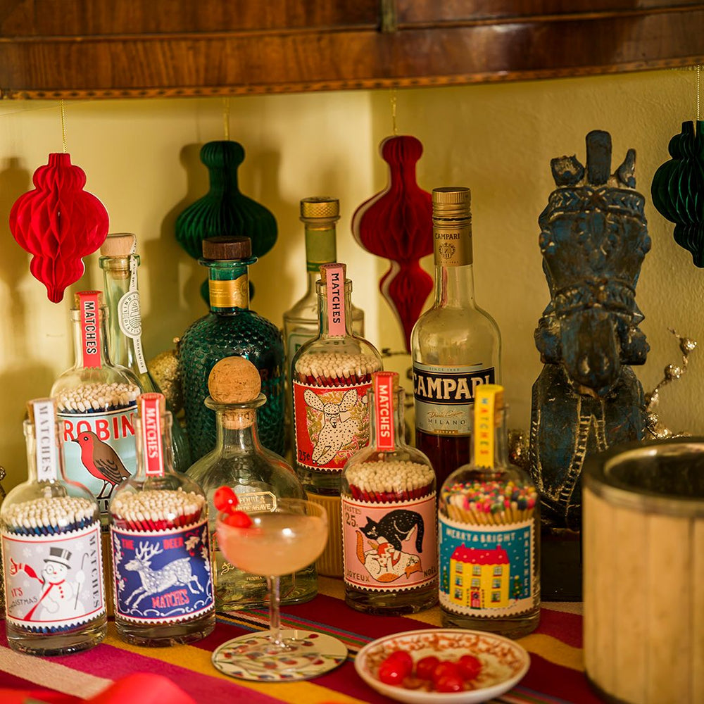 Degtukai. Merry & Bright Stamp Match Bottle