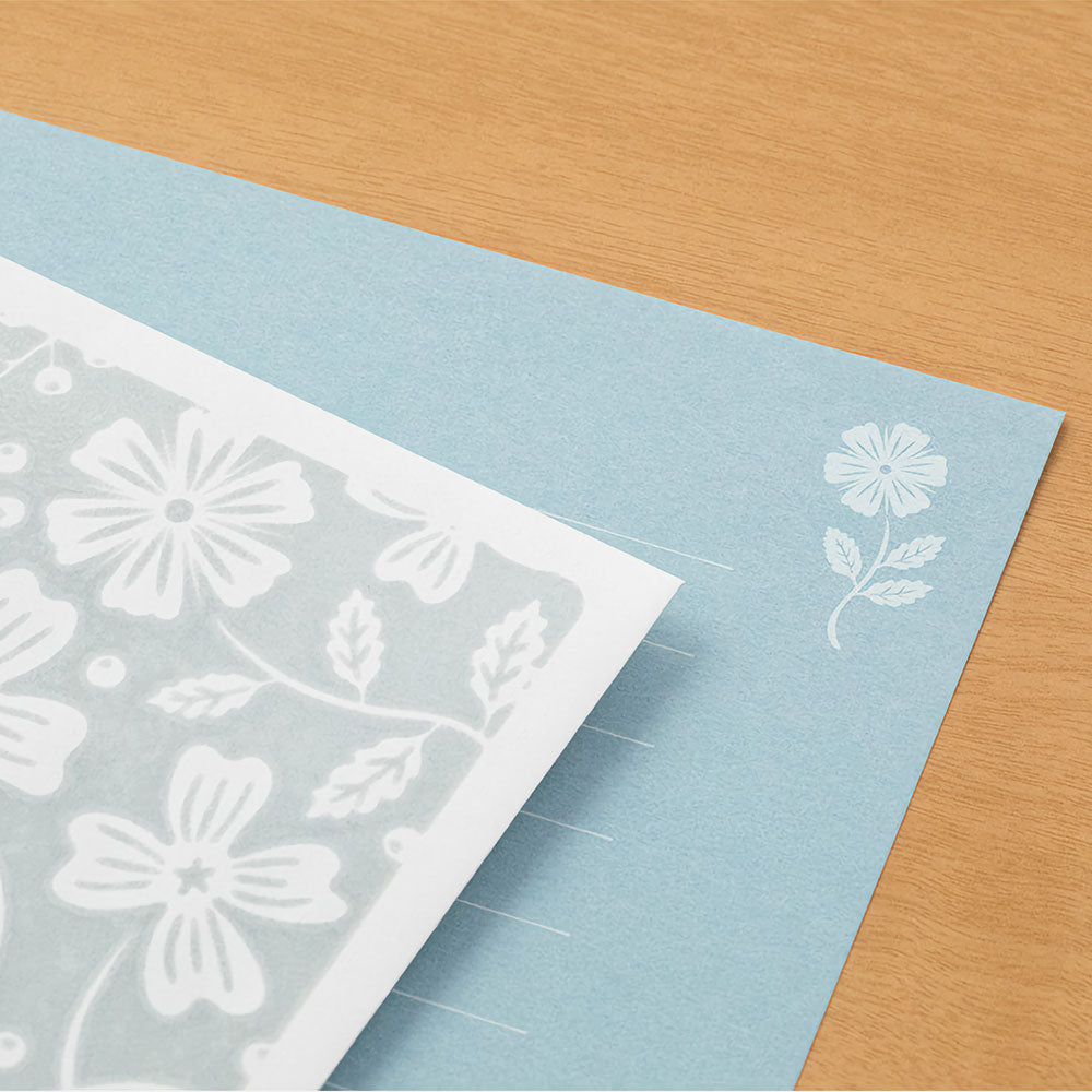 Japoniškas laiškų rinkinys. Flower Blue