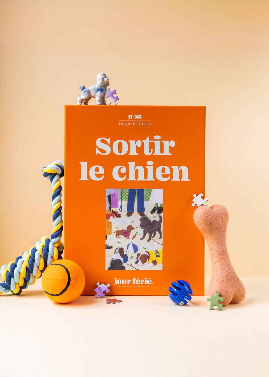 Dėlionė. Sortir le chien