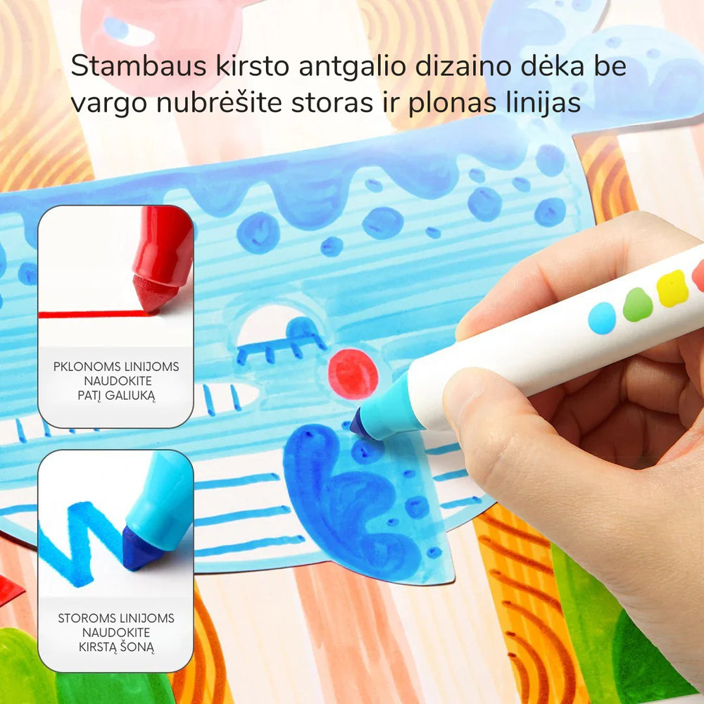 Nuplaunami flomasteriai. Large Fine Tip Washable Marker