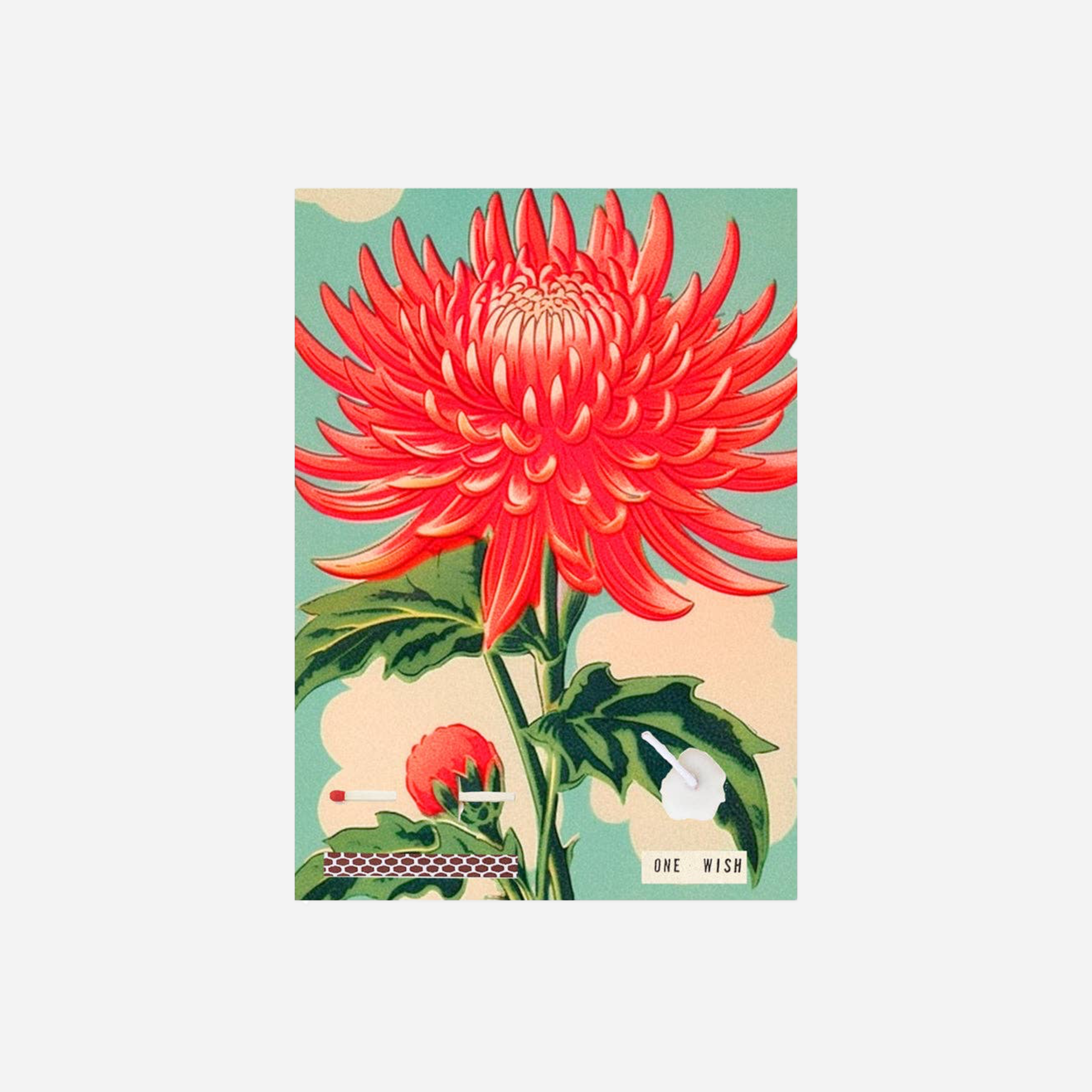 Atvirukas. One Wish [Red Flower Dahlia]
