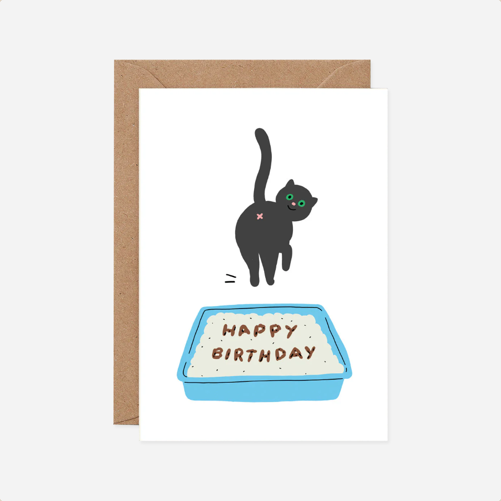 Atvirukas. Birthday Cat Poop