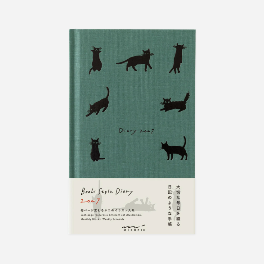 Kalendorinė planuotė. Book Style Diary [B6] Cat Green 2027
