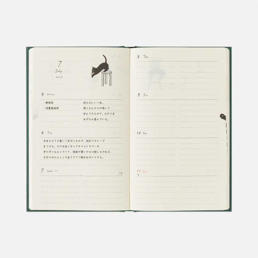 Kalendorinė planuotė. Book Style Diary [B6] Cat Green 2027