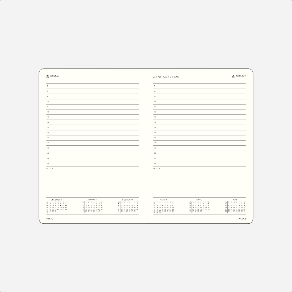 Kalendorinė planuotė. Dieninė linijomis [A5] 2026