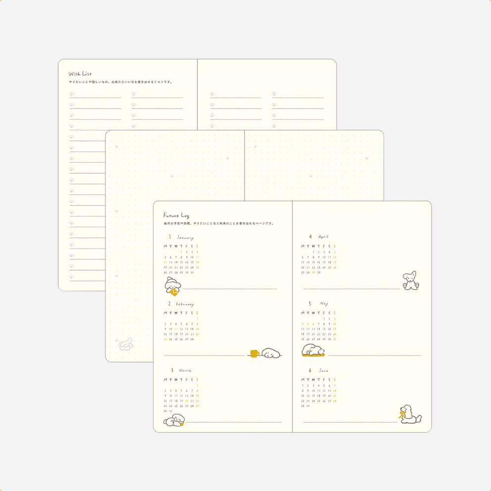 Kalendorinė planuotė. Book Style Diary 2026 Yellow [Dog]