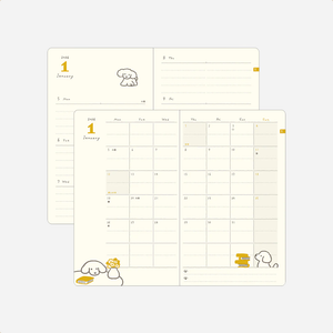 Kalendorinė planuotė. Book Style Diary 2026 Yellow [Dog]