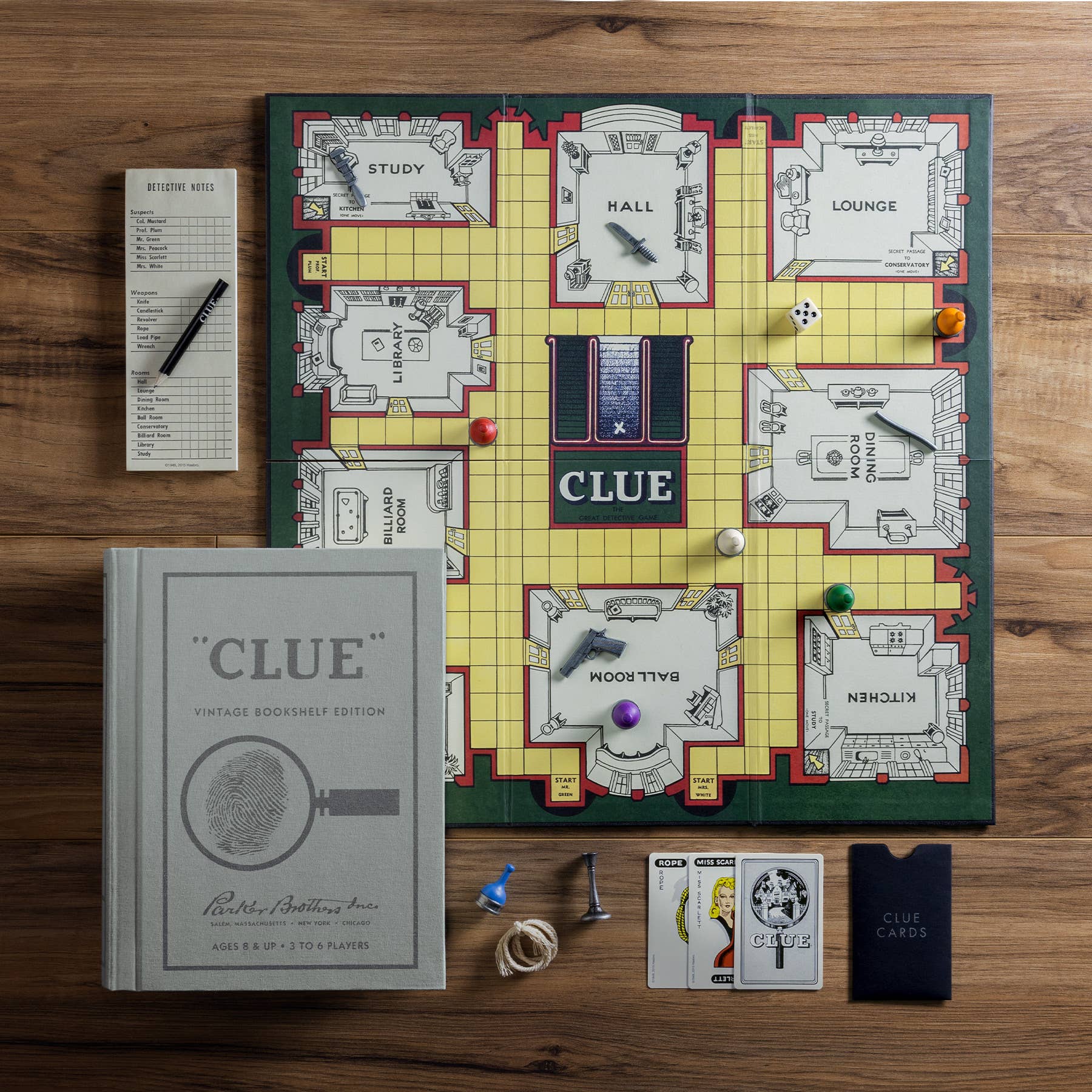 Stalo žaidimas. Clue Vintage Bookshelf Edition