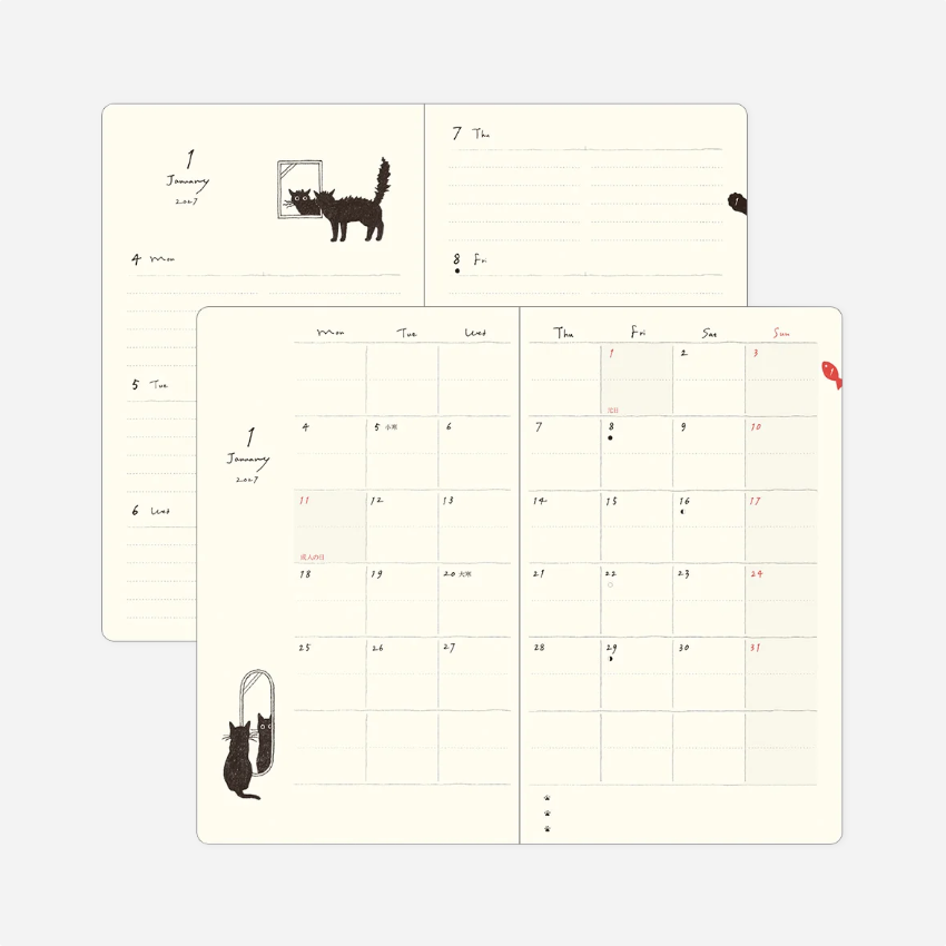 Kalendorinė planuotė. Book Style Diary [B6] Cat Green 2027