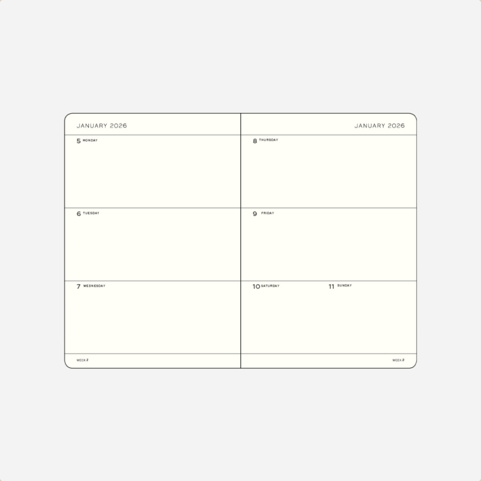 Kalendorinė planuotė. Savaitinė horizontali [A5] 2026