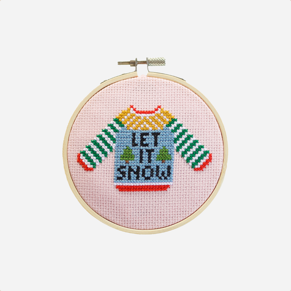 Siuvinėjimo rinkinys. Let It Snow Sweater Beginner Counted Cross Stitch Kit