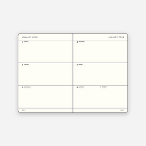 Kalendorinė planuotė. Savaitinė horizontali [A5] 2024