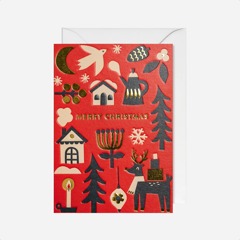 Atvirukas. Pine Trees & Reindeer