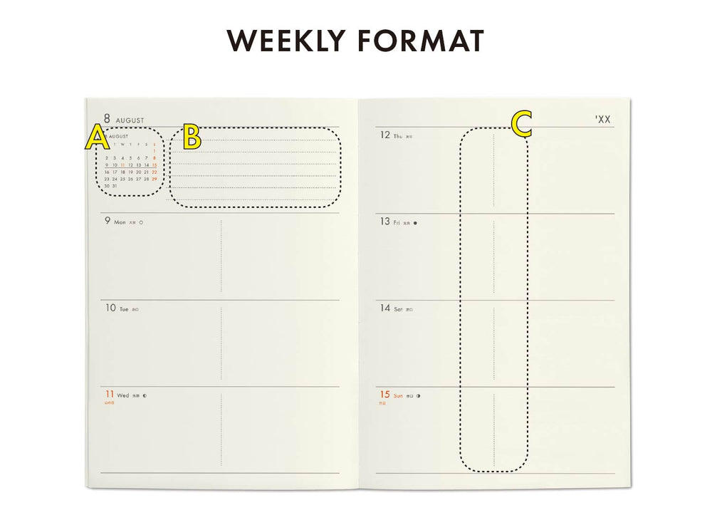 Kalendorinė planuotė. Savaitinė horizontali Diary Poche [A6] 2024