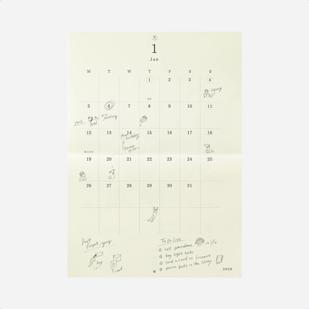 Sieninis kalendorius. MD Calendar Folded Wall-Hanging [A3] 2026