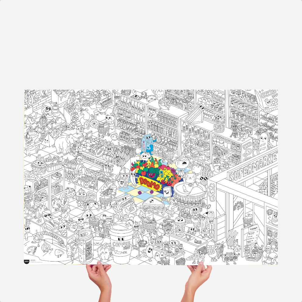 Spalvinimo plakatas. Super Market