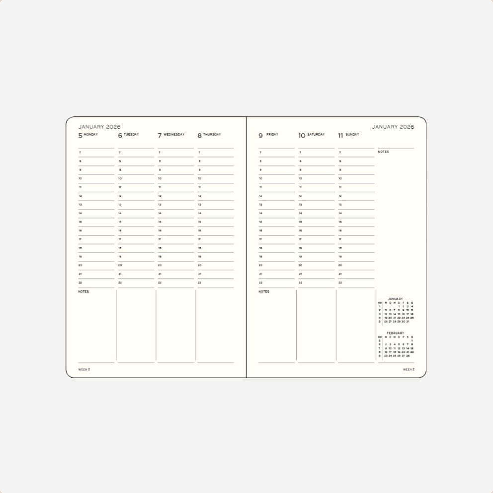 Kalendorinė planuotė. Savaitinė vertikali [A5] 2026