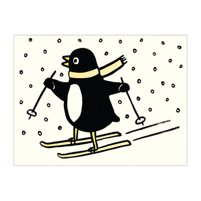 Atvirukas. Skiing Penguin